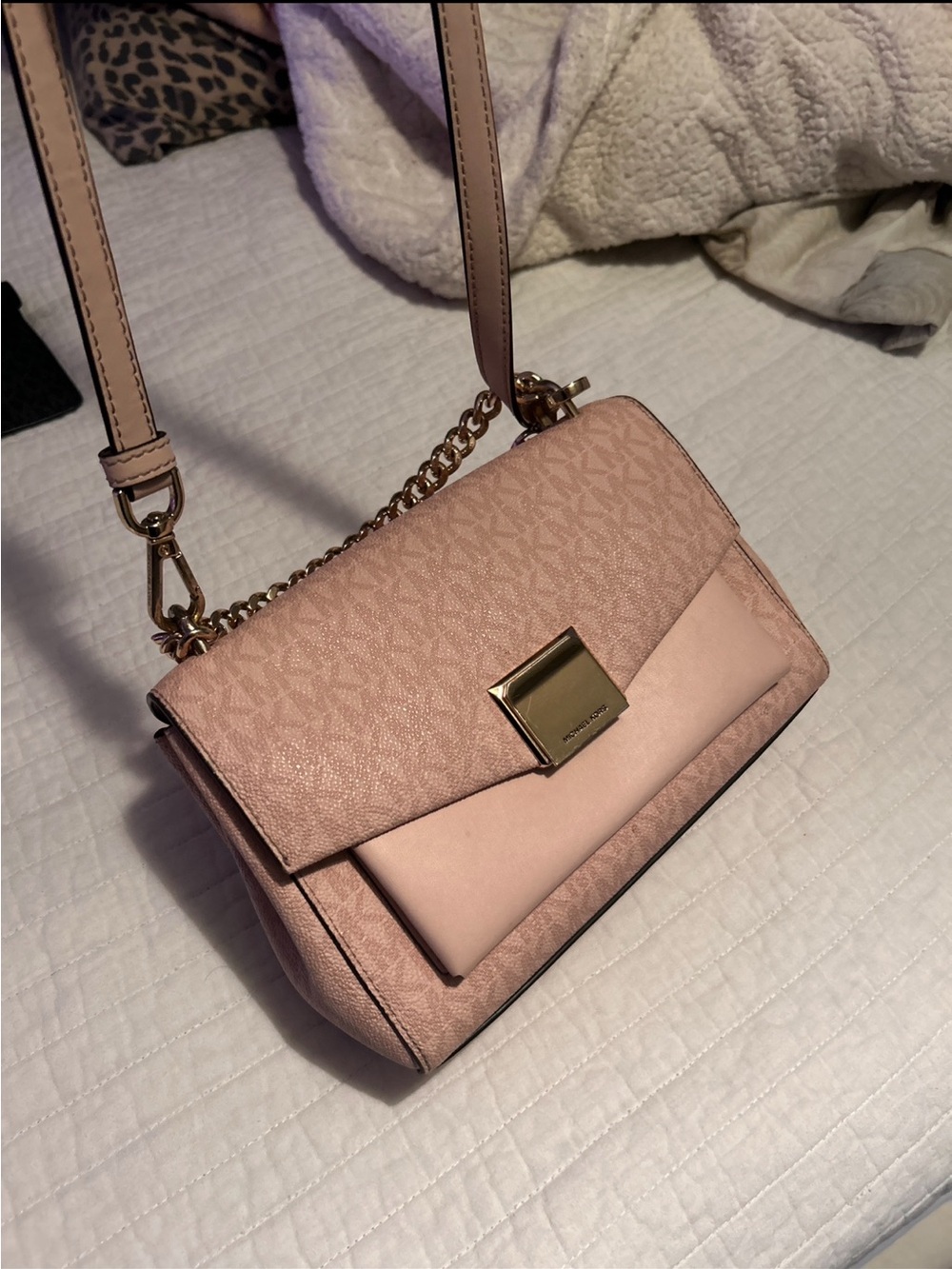 Michael Kors Blush Pink Leather Chain-Strap Crossbody Bag